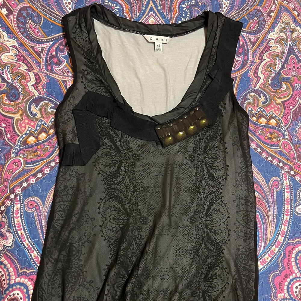 Sheer covered knitted top with rhinestone accents by CAbi size XS